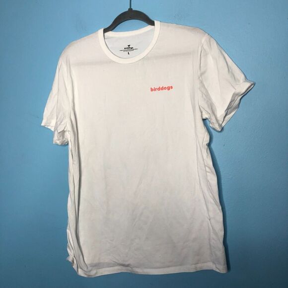Birddogs Shirt Mens Large White Crew Neck Cotton Logo Bird Colorful - Picture 1 of 8